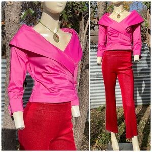 Tadashi Shoji Satin Formal Surplice Ruched Evening Blouse